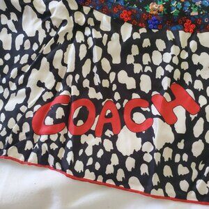 Coach NYC Square Scarf Wrap with Fringe on 2 Corners Multi Color Design 28 inche
